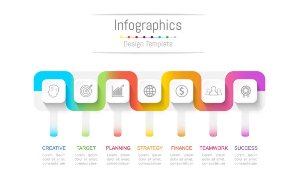 Infographic design elements for your business data with 7 options, parts, steps, timelines or processes. Connection line concept. Connection line concept, Vector Illustration. — Stock Vector