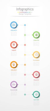 Infographic tasarım öğeleri iş verilerinizi 8 seçenekleri, parçalar, adımları, zaman çizelgeleri veya işlemler ile için. Vektör çizim.