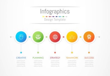 Infographic tasarım öğeleri iş verilerinizi 5 seçenekleri, parçalar, adımları, zaman çizelgeleri veya işlemler ile için. Vektör çizim.