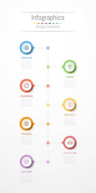 Infographic tasarım öğeleri iş verilerinizi 7 seçenekleri, parçalar, adımları, zaman çizelgeleri veya işlemleri ile için. Vektör çizim.
