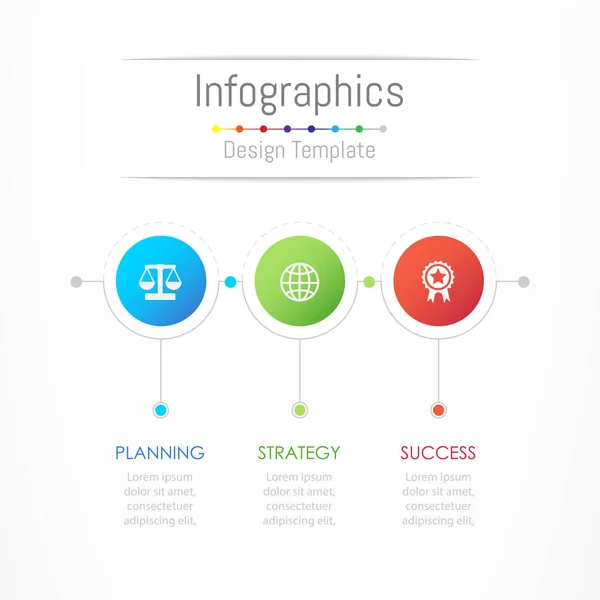 Elementos de diseño infográfico para sus datos empresariales con 3 opciones, piezas, pasos, líneas de tiempo o procesos. Ilustración vectorial . — Vector de stock