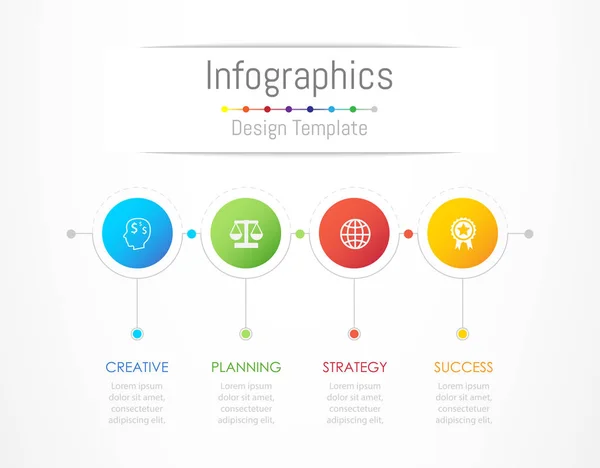 Infografische Gestaltungselemente für Ihre Geschäftsdaten mit 4 Optionen, Teilen, Schritten, Timelines oder Prozessen. Vektorillustration. — Stockvektor