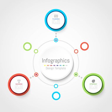 Infographic tasarım öğeleri iş verilerinizi, parçalar, adımları, zaman çizelgeleri veya işlemler, 3 seçenekleri için kavram daire içine alın. Vektör çizim.