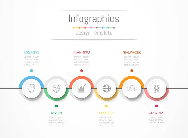 Elementos de design infográfico para seus dados de negócios com 6 opções, peças, etapas, cronogramas ou processos. Ilustração vetorial . —  Vetores de Stock