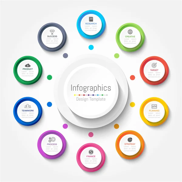 Infographic design elements for your business data with 10 options, parts, steps, timelines or processes. Vector Illustration. — Stock Vector