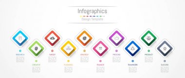 Infographic tasarım öğeleri iş verilerinizi 10 seçenekleri, parçalar, adımları, zaman çizelgeleri veya işlemler ile için. Vektör çizim.