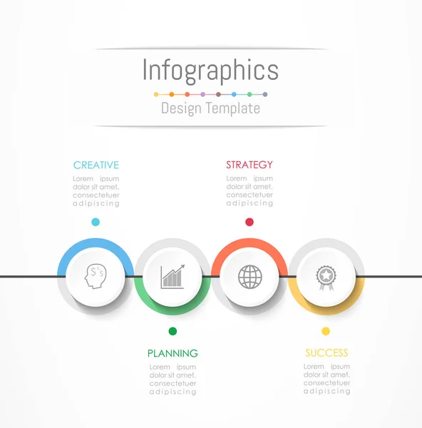 Elementi di progettazione infografica per i tuoi dati aziendali con 4 opzioni, parti, passaggi, linee temporali o processi. Illustrazione vettoriale . — Vettoriale Stock