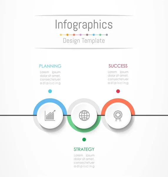 Infographic στοιχεία σχεδίασης για τα δεδομένα σας επιχείρηση με 3 επιλογές, τμήματα, βήματα, χρονοδιαγράμματα ή διαδικασίες. Εικονογράφηση διάνυσμα. — Διανυσματικό Αρχείο