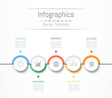 Infographic tasarım öğeleri iş verilerinizi 5 seçenekleri, parçalar, adımları, zaman çizelgeleri veya işlemler ile için. Vektör çizim.