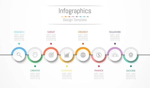 Infografische Gestaltungselemente für Ihre Geschäftsdaten mit 8 Optionen, Teilen, Schritten, Timelines oder Prozessen. Vektorillustration. — Stockvektor