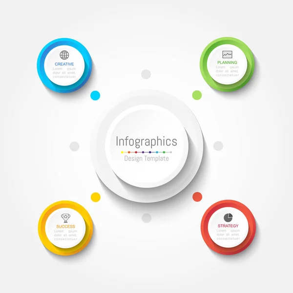 Elementos de diseño infográfico para sus datos empresariales con 4 opciones, partes, pasos, líneas de tiempo o procesos. Ilustración vectorial . — Archivo Imágenes Vectoriales