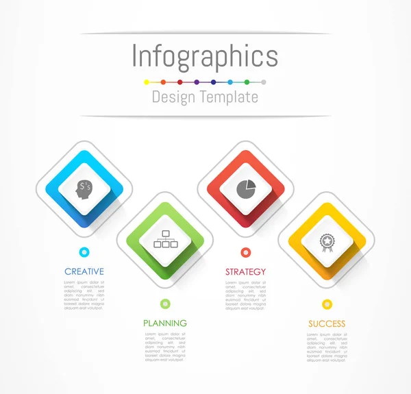 Infographic στοιχεία σχεδιασμού για τα επαγγελματικά δεδομένα με 4 επιλογές, τμήματα, βήματα, χρονοδιαγράμματα ή διαδικασίες. Εικονογράφηση διάνυσμα. — Διανυσματικό Αρχείο