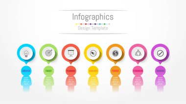 Infographic tasarım öğeleri iş verilerinizi 7 seçenekleri, parçalar, adımları, zaman çizelgeleri veya işlemleri ile için. İnsanların iletişim kavramı, vektör çizim.