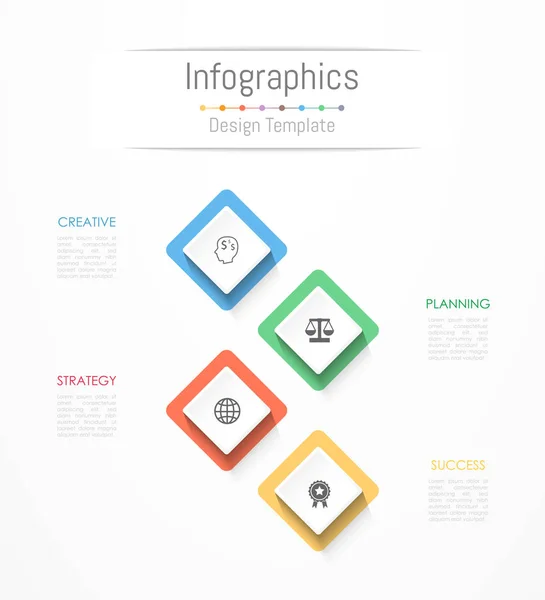 Infographic στοιχεία σχεδιασμού για τα επαγγελματικά δεδομένα με 4 επιλογές, τμήματα, βήματα, χρονοδιαγράμματα ή διαδικασίες. Εικονογράφηση διάνυσμα. — Διανυσματικό Αρχείο