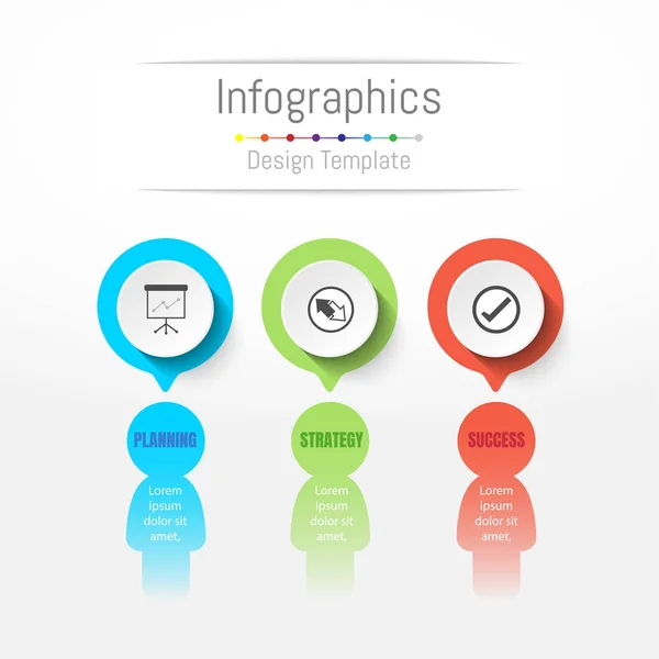 Infographic στοιχεία σχεδίασης για τα δεδομένα σας επιχείρηση με 3 επιλογές, τμήματα, βήματα, χρονοδιαγράμματα ή διαδικασίες. Έννοια επικοινωνίας των ανθρώπων, εικονογράφηση διάνυσμα. — Διανυσματικό Αρχείο