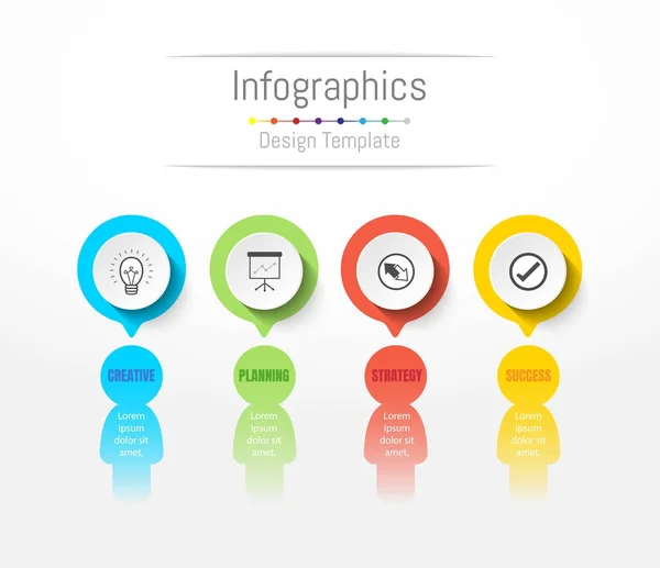 Elementos de diseño infográfico para sus datos empresariales con 4 opciones, partes, pasos, líneas de tiempo o procesos. Concepto de comunicación popular, Vector Illustration . — Vector de stock