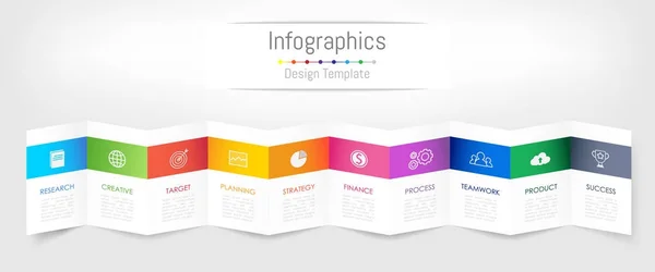 Infografische Gestaltungselemente für Ihre Geschäftsdaten mit 10 Optionen, Teilen, Schritten, Timelines oder Prozessen. Broschüre Papierkonzept, Vektorillustration. — Stockvektor