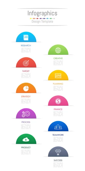 Infographic designelement för dina affärsdata med 10 alternativ, delar, steg, tidslinjer eller processer. Papper stil koncept, vektorillustration. — Stock vektor