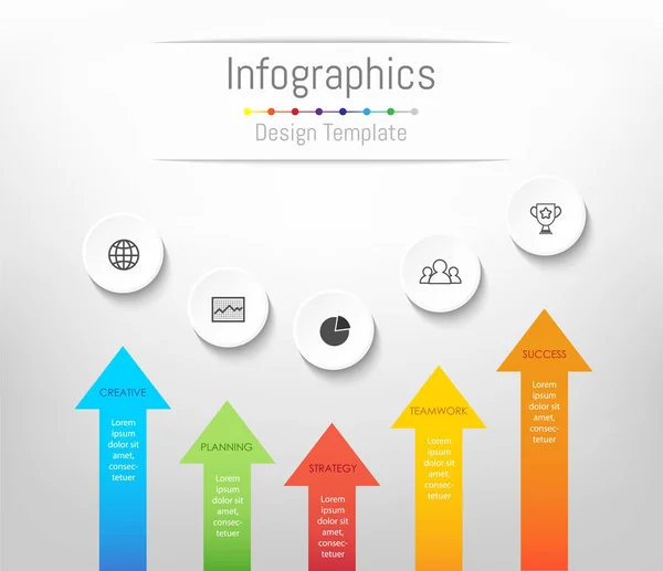 Elementos de design infográfico para seus dados de negócios com 5 opções, peças, etapas, cronogramas ou processos. Ilustração vetorial . — Vetor de Stock