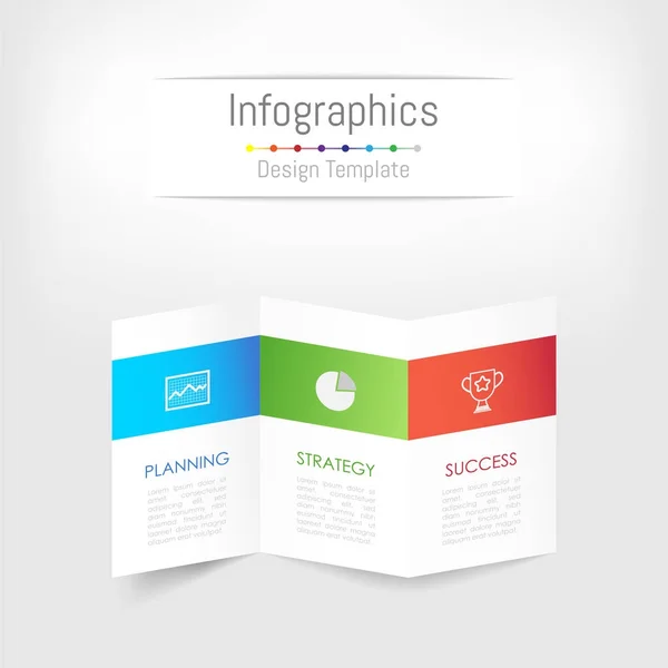 Éléments de conception d'infographie pour vos données d'entreprise avec 3 options, pièces, étapes, calendriers ou processus. Brochure concept papier, Illustration vectorielle . — Image vectorielle