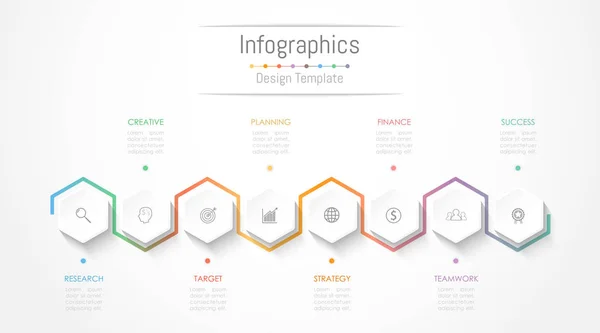 Infografische Gestaltungselemente für Ihre Geschäftsdaten mit 8 Optionen, Teilen, Schritten, Timelines oder Prozessen. Vektorillustration. — Stockvektor