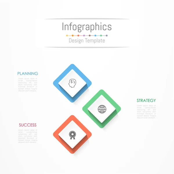 Infografische Gestaltungselemente für Ihre Geschäftsdaten mit 3 Optionen, Teilen, Schritten, Timelines oder Prozessen. Vektorillustration. — Stockvektor