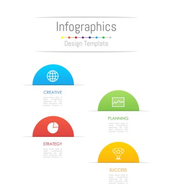 Infographic tasarım öğeleri iş verilerinizi 4 seçenekleri, parçalar, adımları, zaman çizelgeleri veya işlemler ile için. Kağıt tarzı kavramı, vektör çizim.