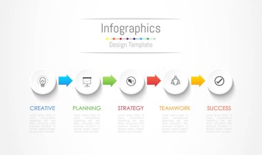 Infographic tasarım öğeleri iş verilerinizi 5 seçenekleri, parçalar, adımları, zaman çizelgeleri veya işlemler ile için. Vektör çizim.