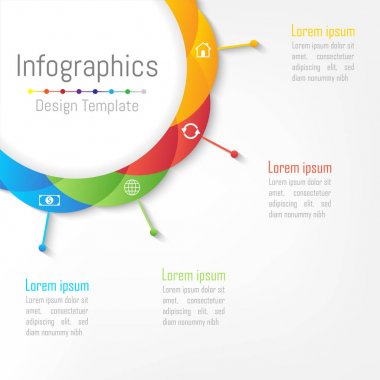 Infographic tasarım öğeleri iş verilerinizi 4 seçenekleri, parçalar, adımları, zaman çizelgeleri veya işlemler ile için. Kavram, vektör çizim daire.