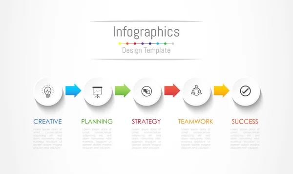 Infografische Gestaltungselemente für Ihre Geschäftsdaten mit 5 Optionen, Teilen, Schritten, Timelines oder Prozessen. Vektorillustration. — Stockvektor