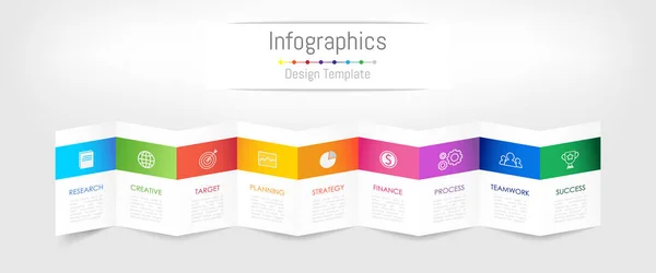 Infografische Gestaltungselemente für Ihre Geschäftsdaten mit 9 Optionen, Teilen, Schritten, Timelines oder Prozessen. Broschüre Papierkonzept, Vektorillustration. — Stockvektor
