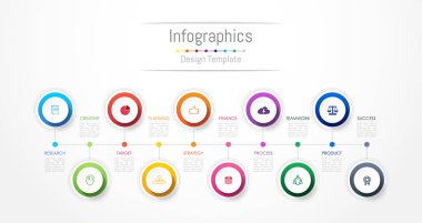 Infographic tasarım öğeleri iş verilerinizi 10 seçenekleri, parçalar, adımları, zaman çizelgeleri veya işlemler ile için. Vektör çizim.