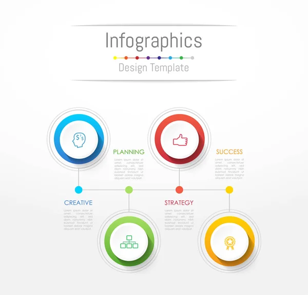 Infografika elementów projektu do danych biznesowych z 4 opcje, części, kroki, osi czasu lub procesów. Ilustracja wektorowa. — Wektor stockowy
