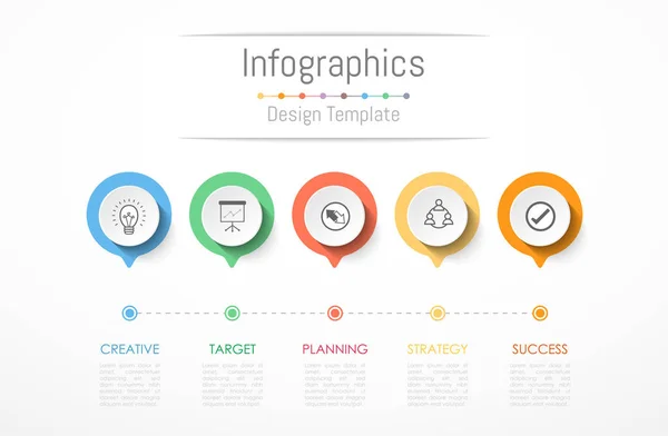 Éléments de conception d'infographie pour vos données d'entreprise avec 5 options, pièces, étapes, calendriers ou processus. Illustration vectorielle . — Image vectorielle