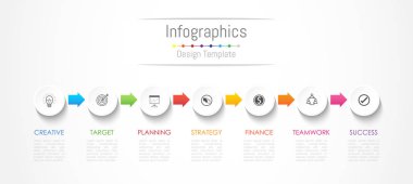 Infographic tasarım öğeleri iş verilerinizi 7 seçenekleri, parçalar, adımları, zaman çizelgeleri veya işlemleri ile için. Vektör çizim.