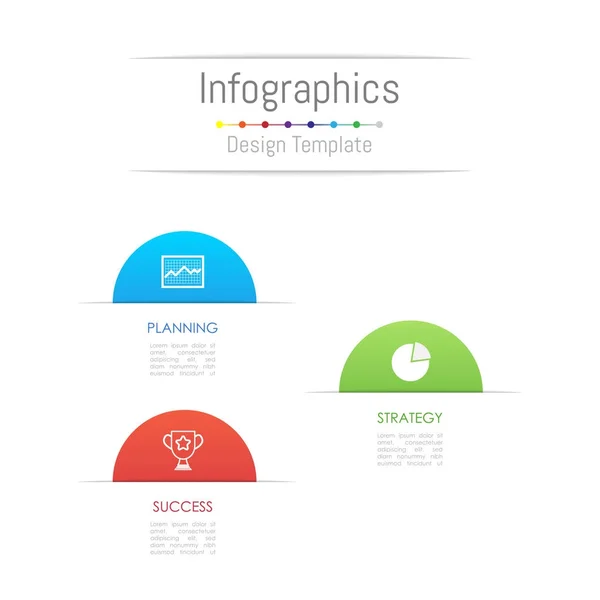 Éléments de conception d'infographie pour vos données d'entreprise avec 3 options, pièces, étapes, calendriers ou processus. Concept de style papier, Illustration vectorielle . — Image vectorielle