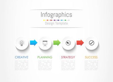 Infographic tasarım öğeleri iş verilerinizi 4 seçenekleri, parçalar, adımları, zaman çizelgeleri veya işlemler ile için. Vektör çizim.