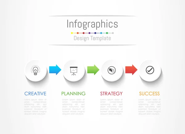 Infographic designelement för dina affärsdata med 4 alternativ, delar, steg, tidslinjer eller processer. Vektorillustration. — Stock vektor