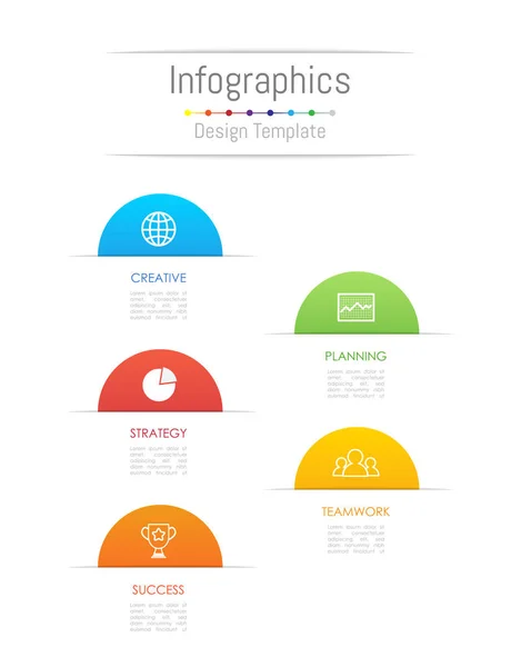 Infografische Gestaltungselemente für Ihre Geschäftsdaten mit 5 Optionen, Teilen, Schritten, Timelines oder Prozessen. Papier-Stil-Konzept, Vektorillustration. — Stockvektor