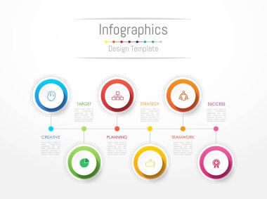 Infographic tasarım öğeleri iş verilerinizi 6 seçenekleri, parçalar, adımları, zaman çizelgeleri veya işlemler ile için. Vektör çizim.