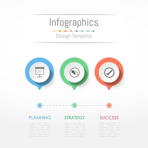 Éléments de conception d'infographie pour vos données d'entreprise avec 3 options, pièces, étapes, calendriers ou processus. Illustration vectorielle . — Image vectorielle