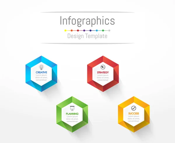 Elementos de diseño infográfico para sus datos empresariales con 4 opciones, partes, pasos, líneas de tiempo o procesos. Ilustración vectorial . — Archivo Imágenes Vectoriales