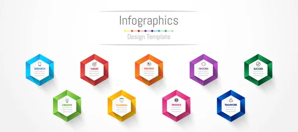 Infographic designelementen voor uw bedrijfsgegevens met 9 opties, onderdelen, stappen, tijdlijnen of processen. Vectorillustratie. — Stockvector