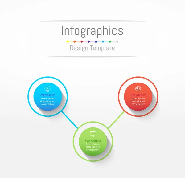 Elementos de diseño infográfico para sus datos empresariales con 3 opciones, piezas, pasos, líneas de tiempo o procesos. Ilustración vectorial . — Archivo Imágenes Vectoriales