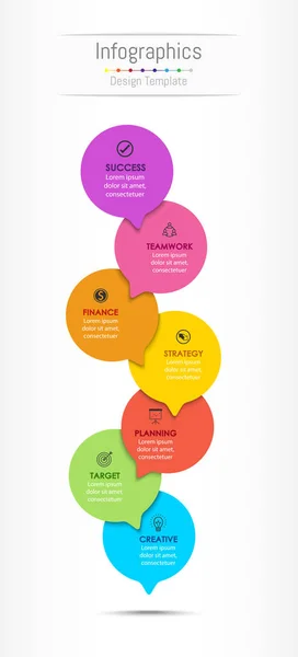 Infografische Gestaltungselemente für Ihre Geschäftsdaten mit 7 Optionen, Teilen, Schritten, Timelines oder Prozessen. Vektorillustration. — Stockvektor