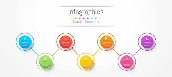 Éléments de conception d'infographie pour vos données d'entreprise avec 7 options, pièces, étapes, calendriers ou processus. Illustration vectorielle . — Image vectorielle