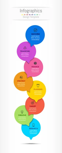 Infografika elementów projektu do danych biznesowych z 8 Opcje, części, kroki, osi czasu lub procesów. Ilustracja wektorowa. — Wektor stockowy
