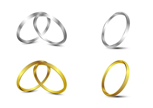 金银结婚戒指的向量集 — 图库矢量图片