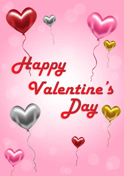 Красочные Воздушные Шары Форме Сердца День Святого Валентина — стоковый вектор