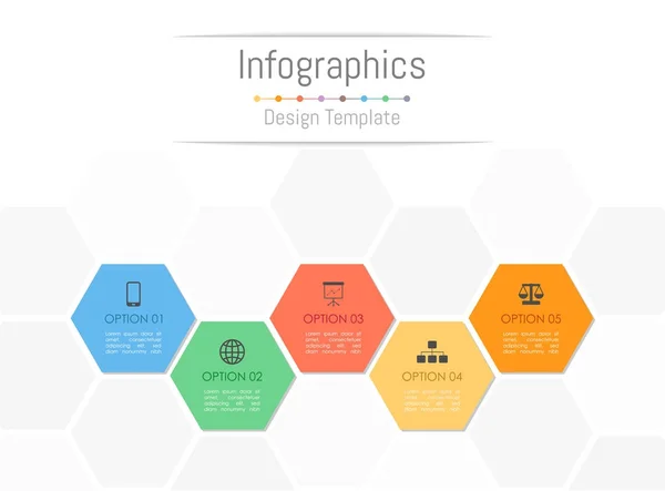 Infografische Gestaltungselemente für Ihre Geschäftsdaten mit 5 Optionen, Teilen, Schritten, Timelines oder Prozessen. Vektorillustration. — Stockvektor